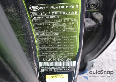 2014 Land Rover Range Rover Evoque Pure из США, поврежденный, VIN SALVR2BGXEH944276